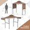 13 x 5 Feet Dual Side Awnings Grill Gazebo with 2 Shelves Adjustable Shadow and Metal Frame